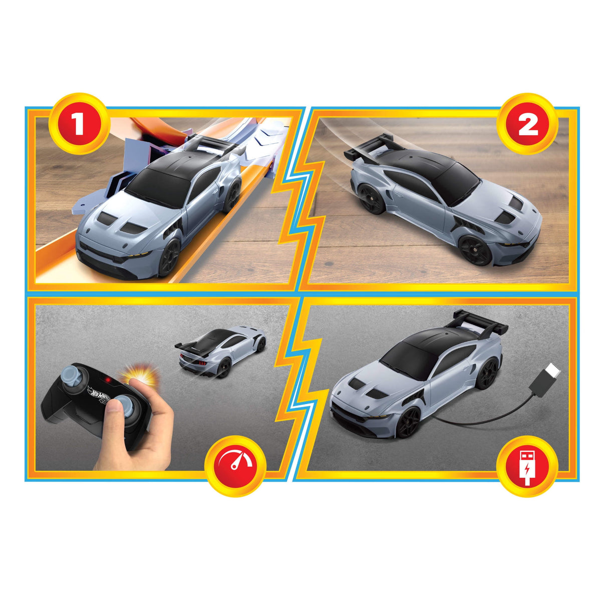 Hot Wheels RC 1:64 Scale Ford Mustang GTD, Battery-Powered Remote-Control Toy Car - view 3
