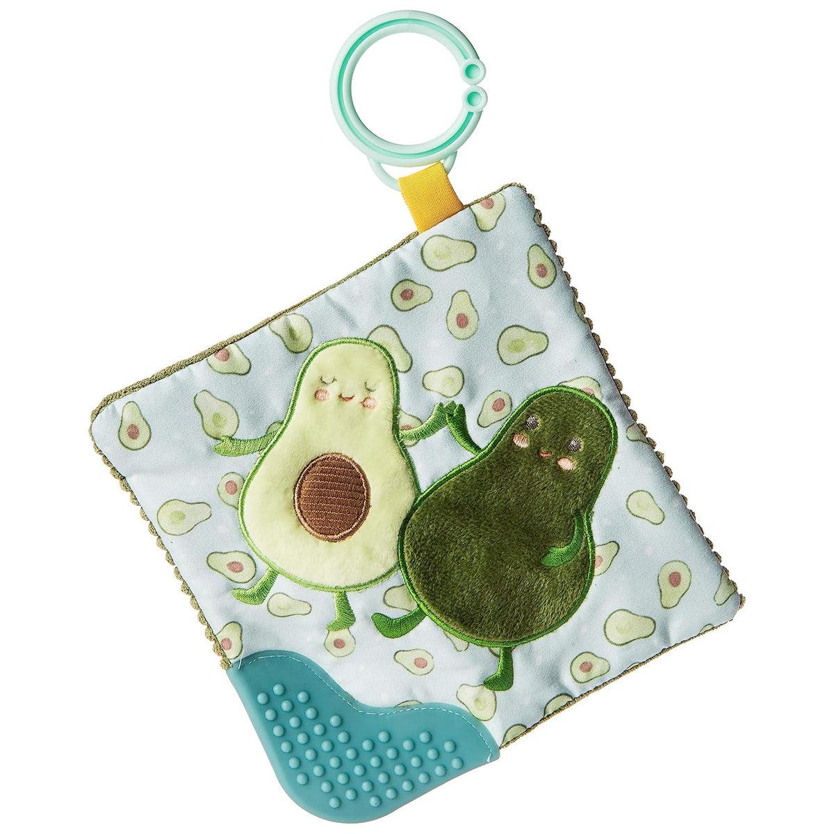 Mary Meyer Crinkle Teether Toy with Baby Paper and Squeaker, 6 x 6-Inches, Yummy Avocado