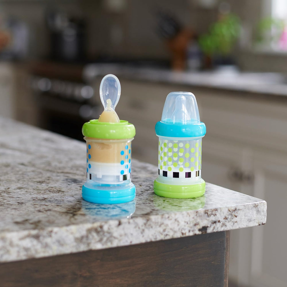 Sassy Baby Food Nurser 4+ Months Set of 2- 4oz 100% Silicone Nipple and Spoon BPA-Free