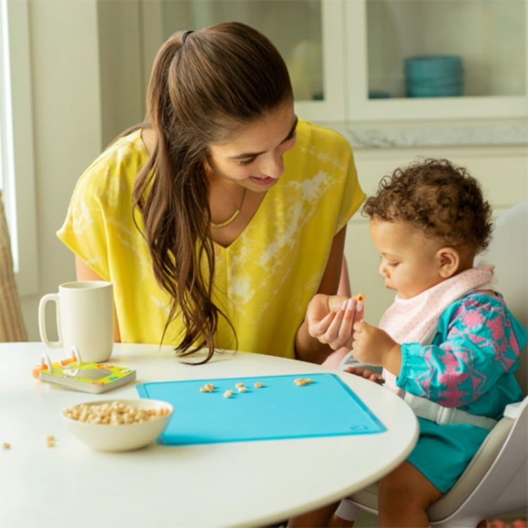 Munchkin Spotless Silicone Placemats for Kids, 2 Pack, Blue/Green