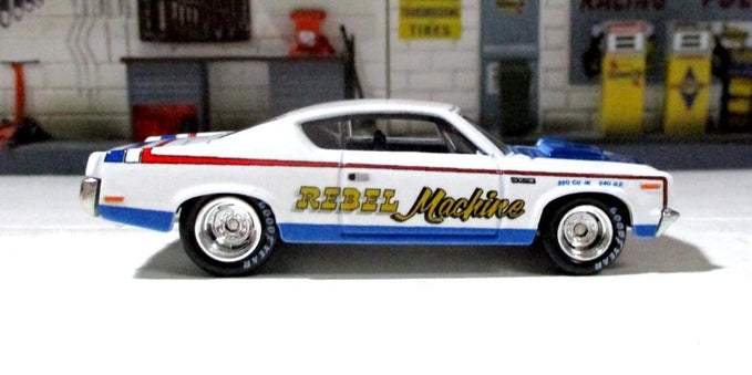 Hot Wheels Premium Car Culture 2 Pack 1:64 Scale, AMC Javelin and AMC Rebel Machine, Real Riders Tires Metal/Metal Chassis Collectors