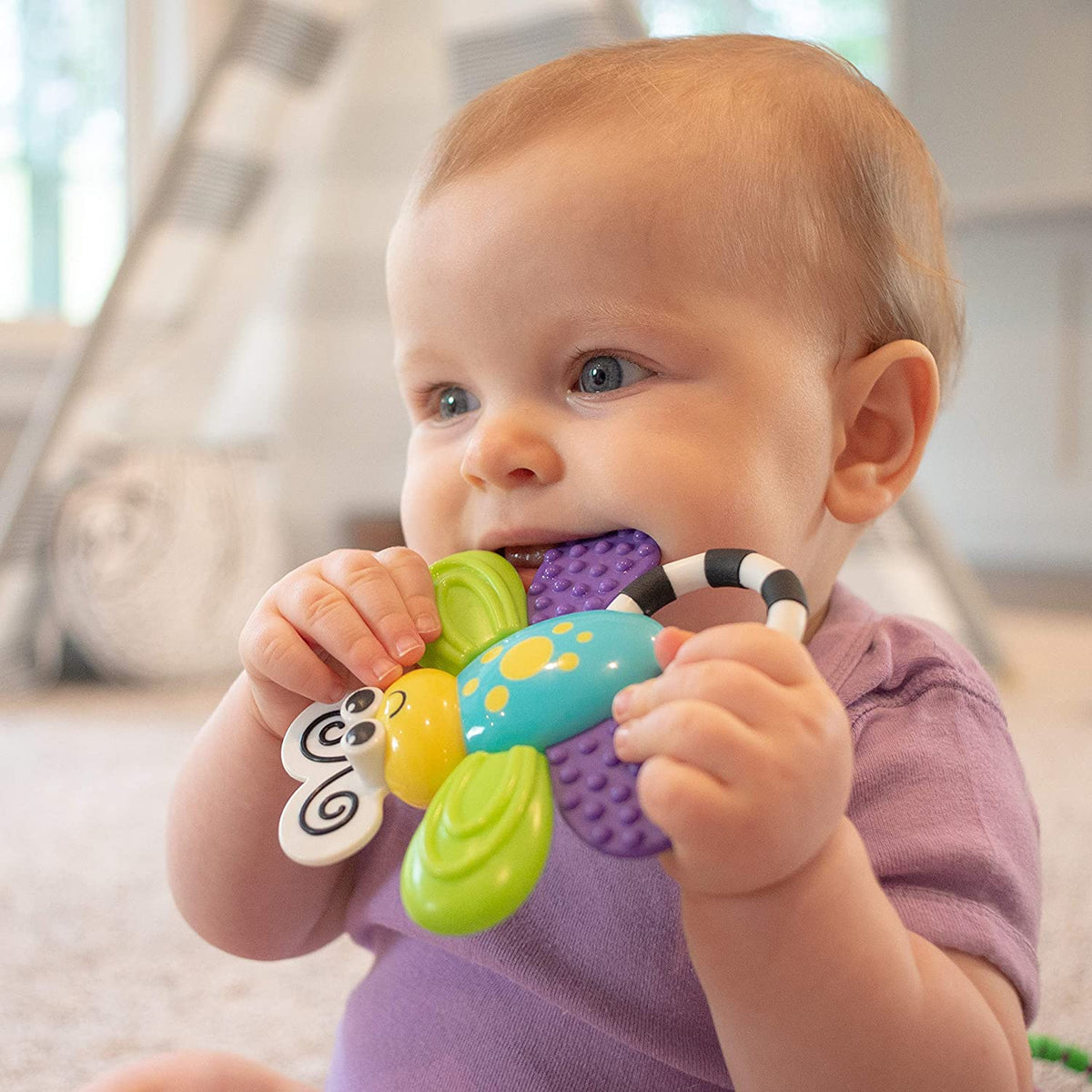 Sassy Flutterby Teether | Water-Filled Teether Soothes Gums | Variety of Textures Massage Gums