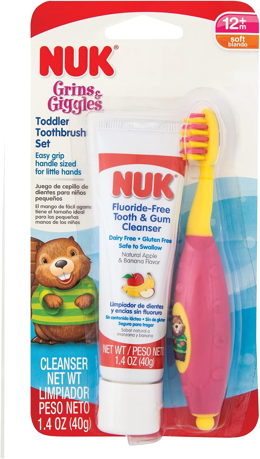 NUK Toddler Tooth and Gum Cleanser with Toothpaste Pink