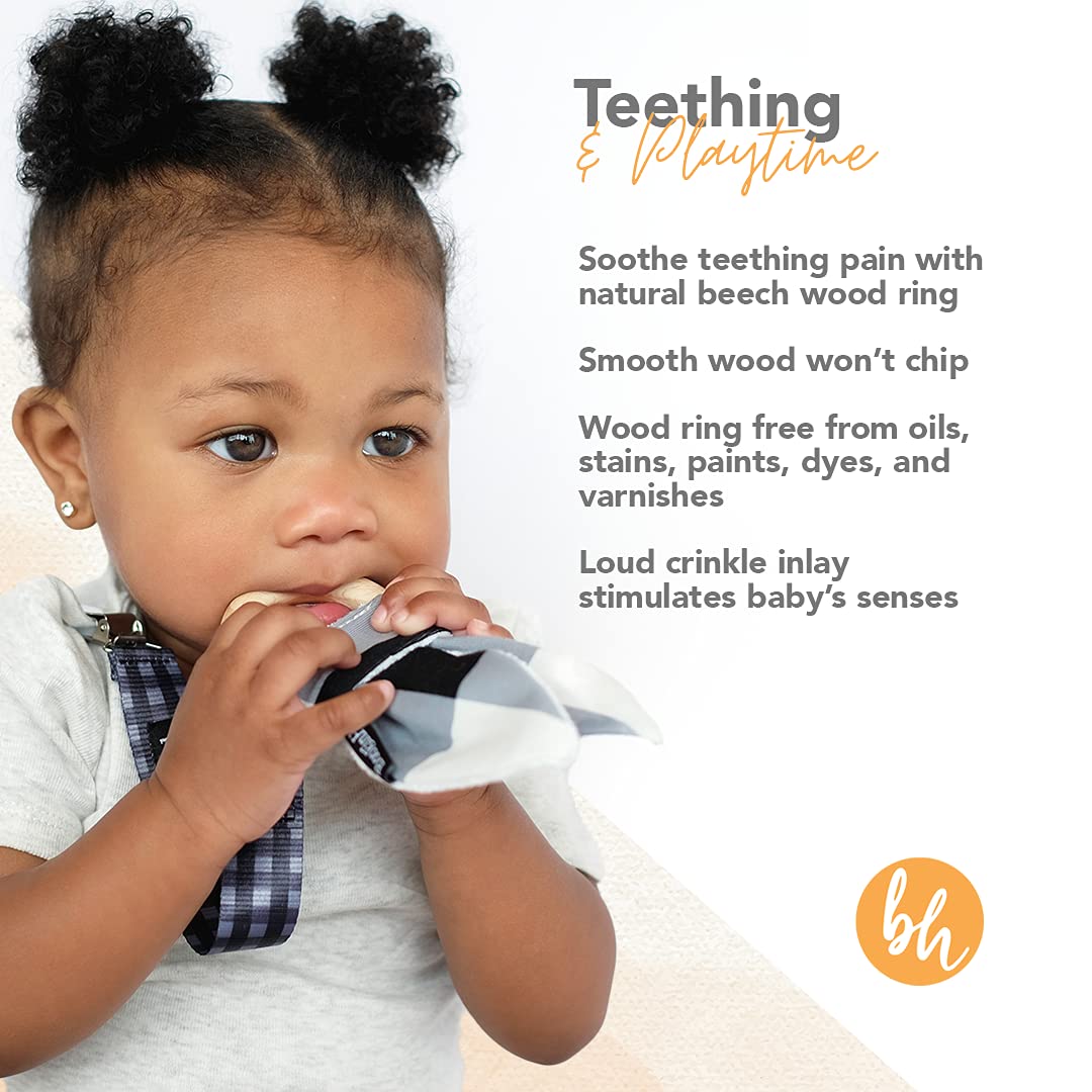 BooginHead Pacifier Clip and Natural Wood Baby Teether, Blue Feather