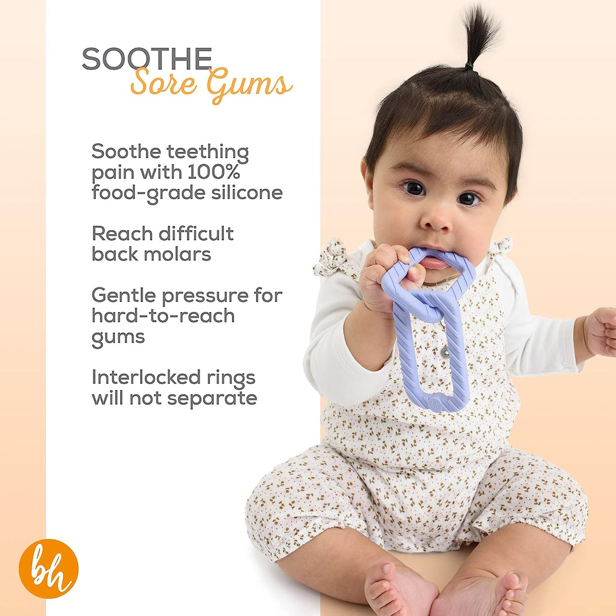 BooginHead 100% Food Grade Silicone Link Baby Teethers, Lavender Purple