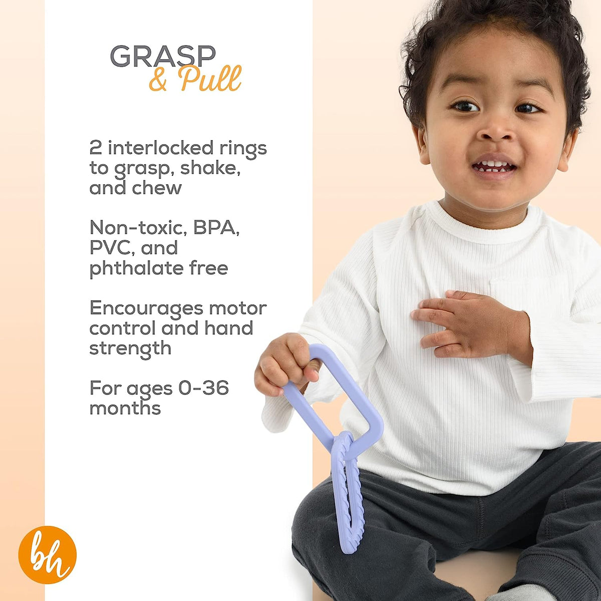 BooginHead 100% Food Grade Silicone Link Baby Teethers, Lavender Purple