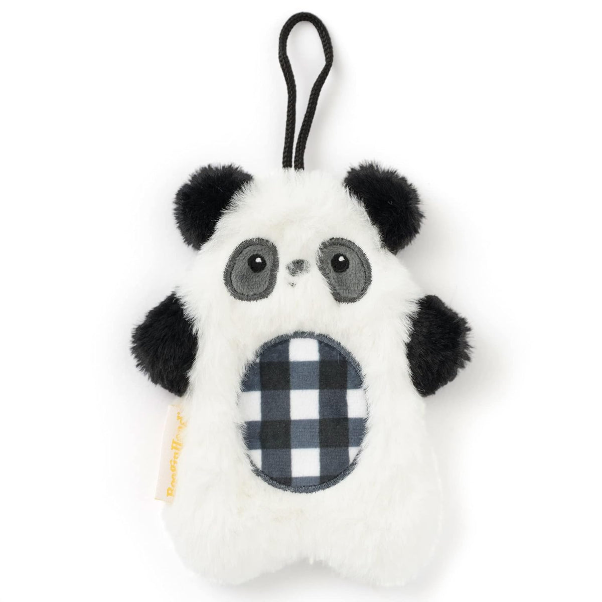 BooginHead Pacifier Holder Stuffed Animal and Baby Pacifier Clip 2 Piece Set, Plaid Panda