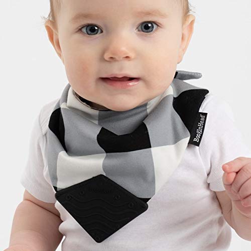 BooginHead Cotton Baby Drool Bibs, Teething Bib and Pacifier Holder Bib, Buffalo Check