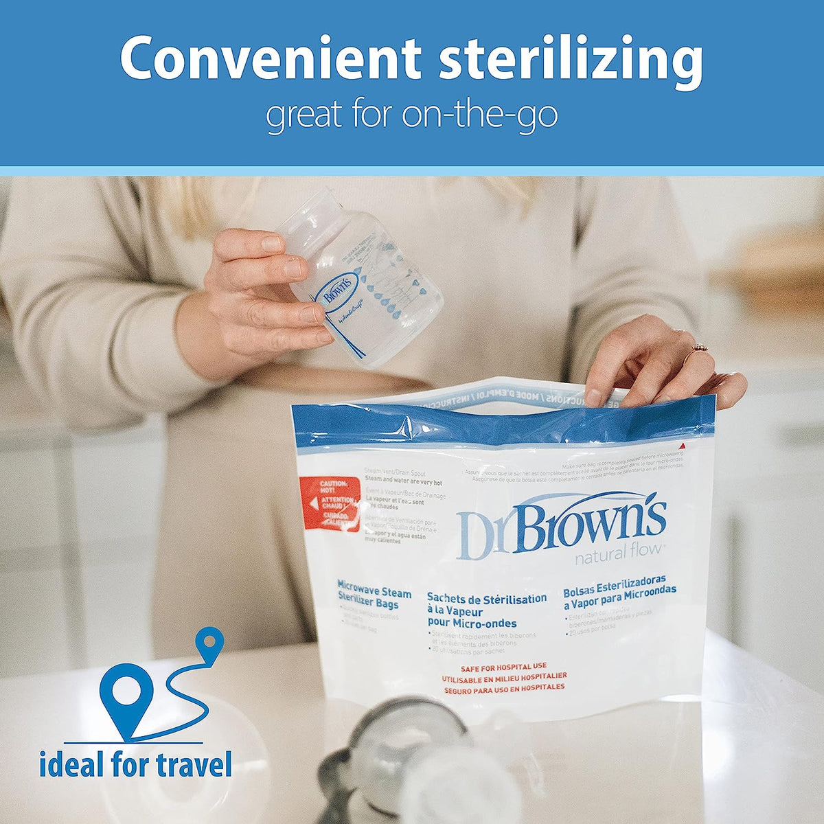 Dr. Brown's Microwave Steam Sterilizer Bags for Baby Bottles, Nipples, Bottle Parts, Pacifiers, Teethers and more, 5