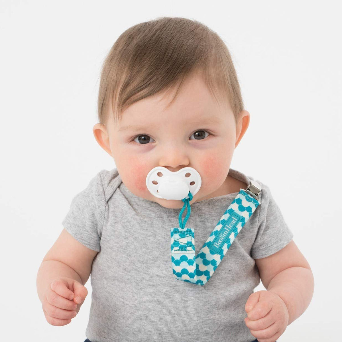 BooginHead Pacifier Holder Stuffed Animal and Baby Pacifier Clip,Turquoise Owl