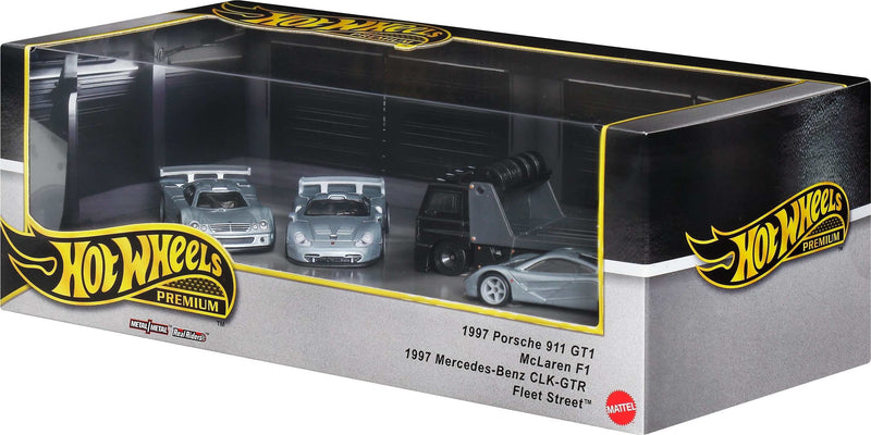 Hot Wheels Premium Collector Display Sets, 3 Cars & 1 Transporter