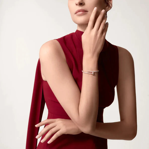 Nail Bracelet Women Rose gold Fine Jewelry AA CZ stone Steel