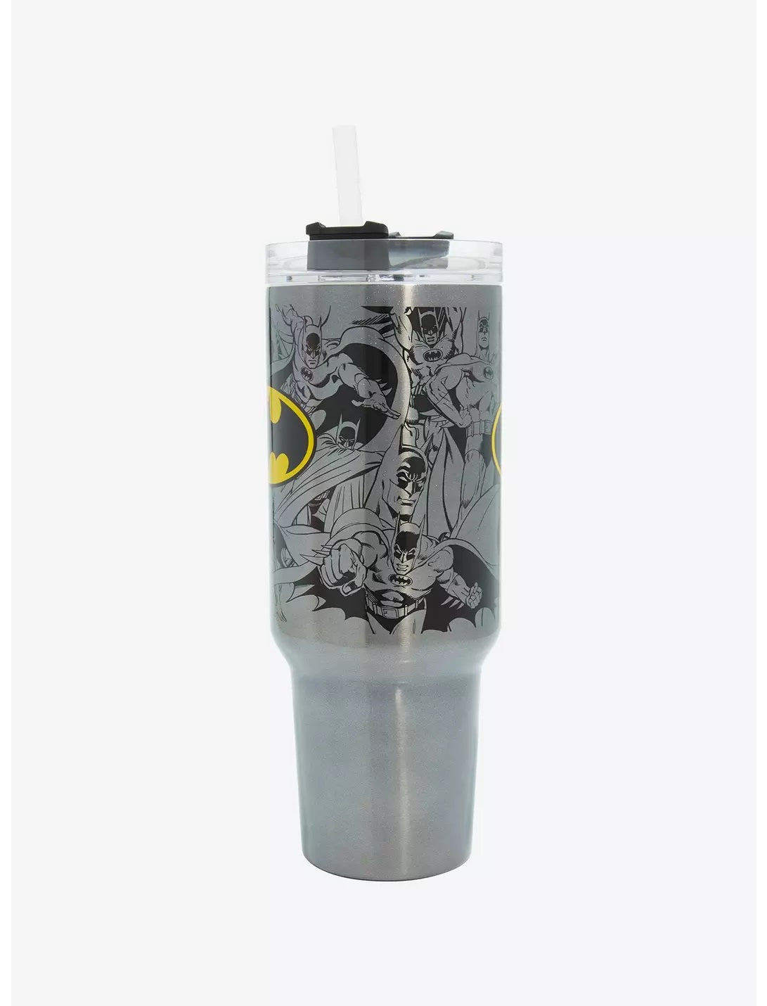 Batman Stainless Steel Double Wall Travel Mug with Straw and Handle, 40oz, 12.5" Tall