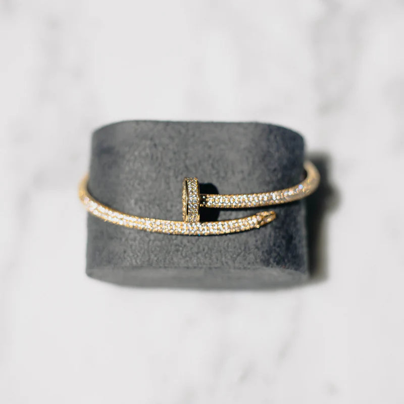 Nail Bracelet Women Rose gold Fine Jewelry AA CZ stone Steel