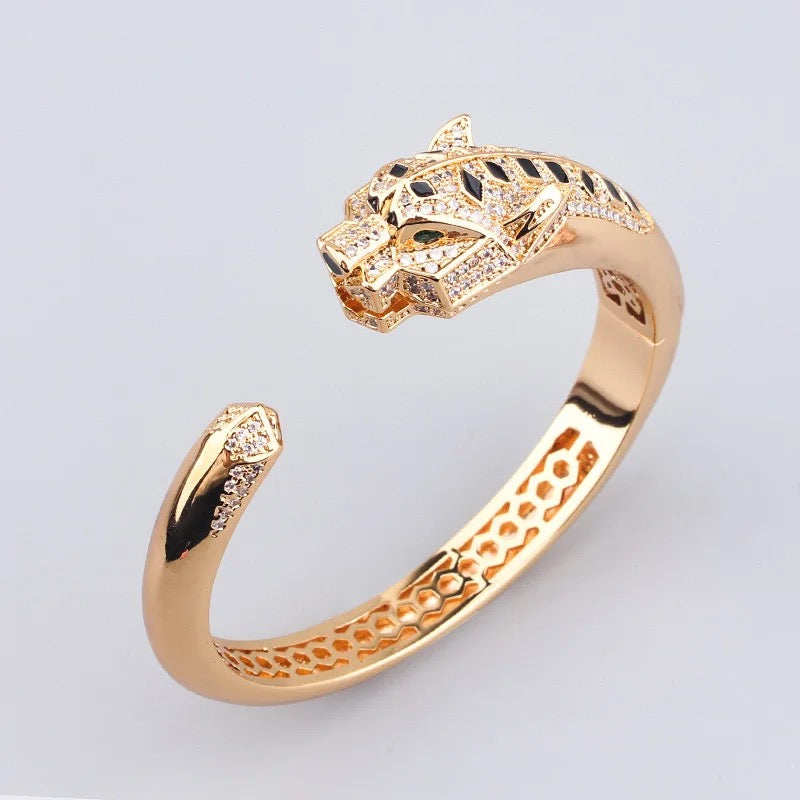 Panther Bracelet and Ring Women Gold Fine Jewelry AA CZ stone Steel