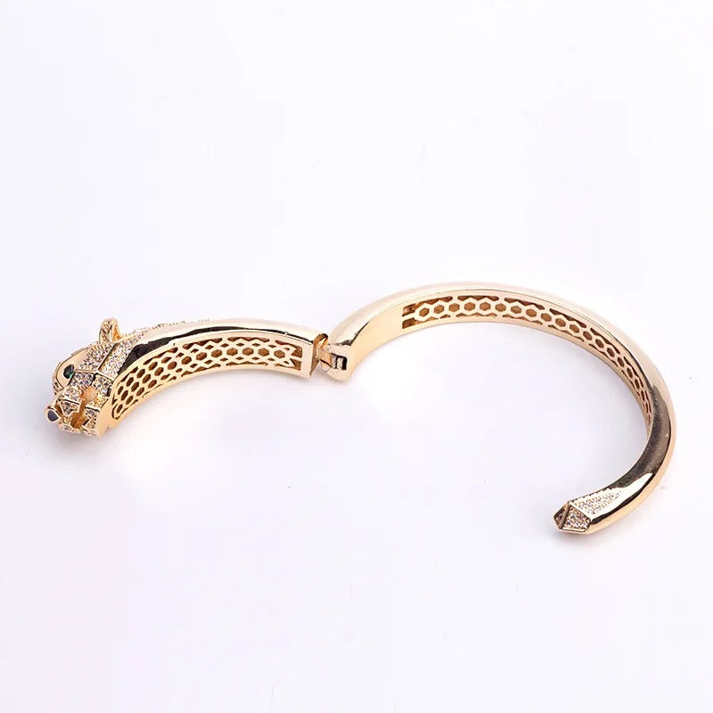 Panther Bracelet and Ring Women Gold Fine Jewelry AA CZ stone Steel