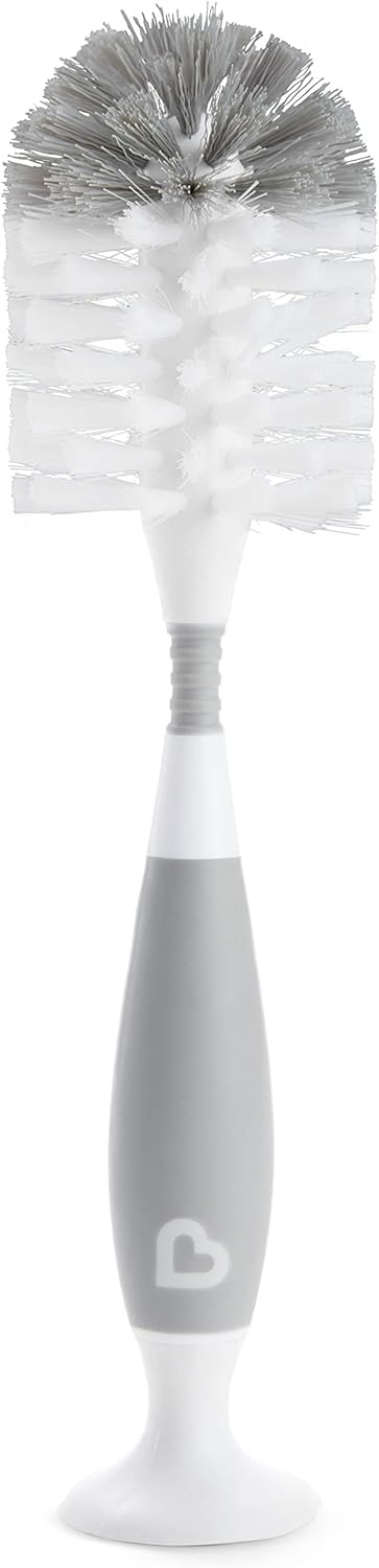 Munchkin High Capacity Dishwasher Basket with Bristle Bottle Brush, Grey