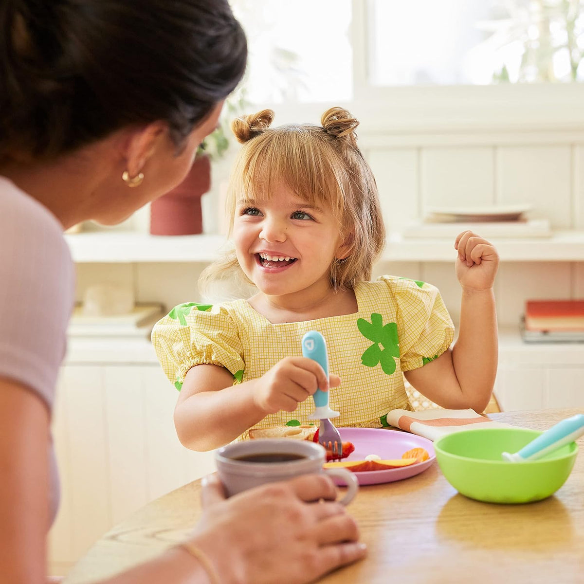 Munchkin Raise Toddler Fork and Spoon, 4 pack, Blue/Green