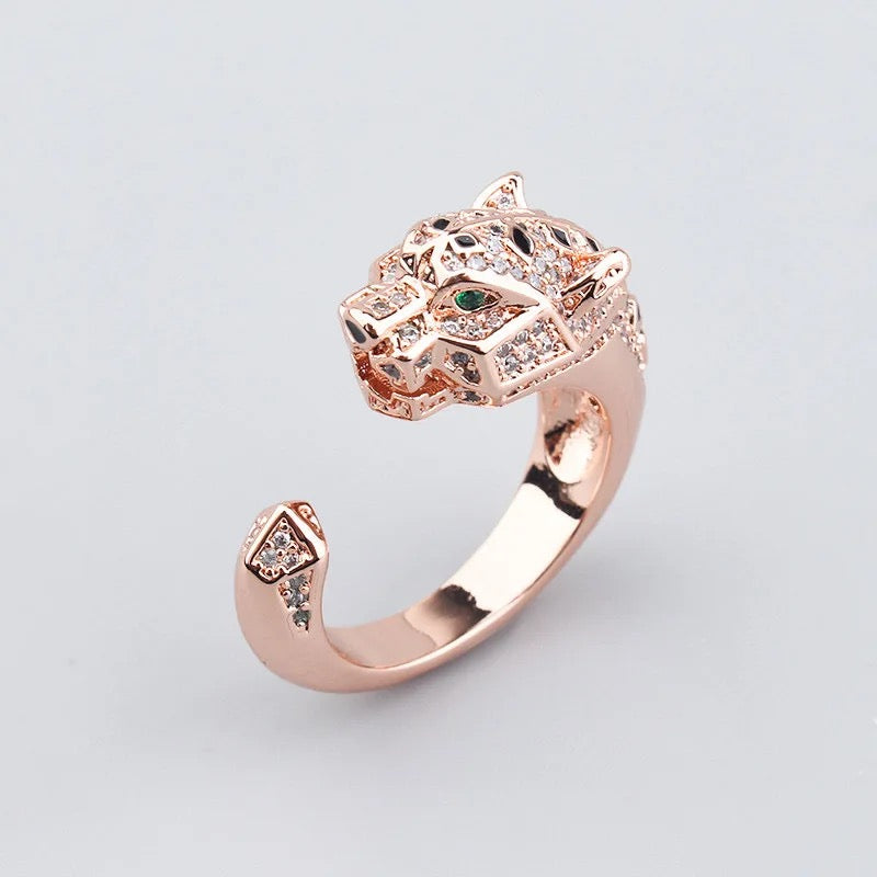 Panther Bracelet and Ring Women Rose Gold Fine Jewelry AA CZ stone Steel