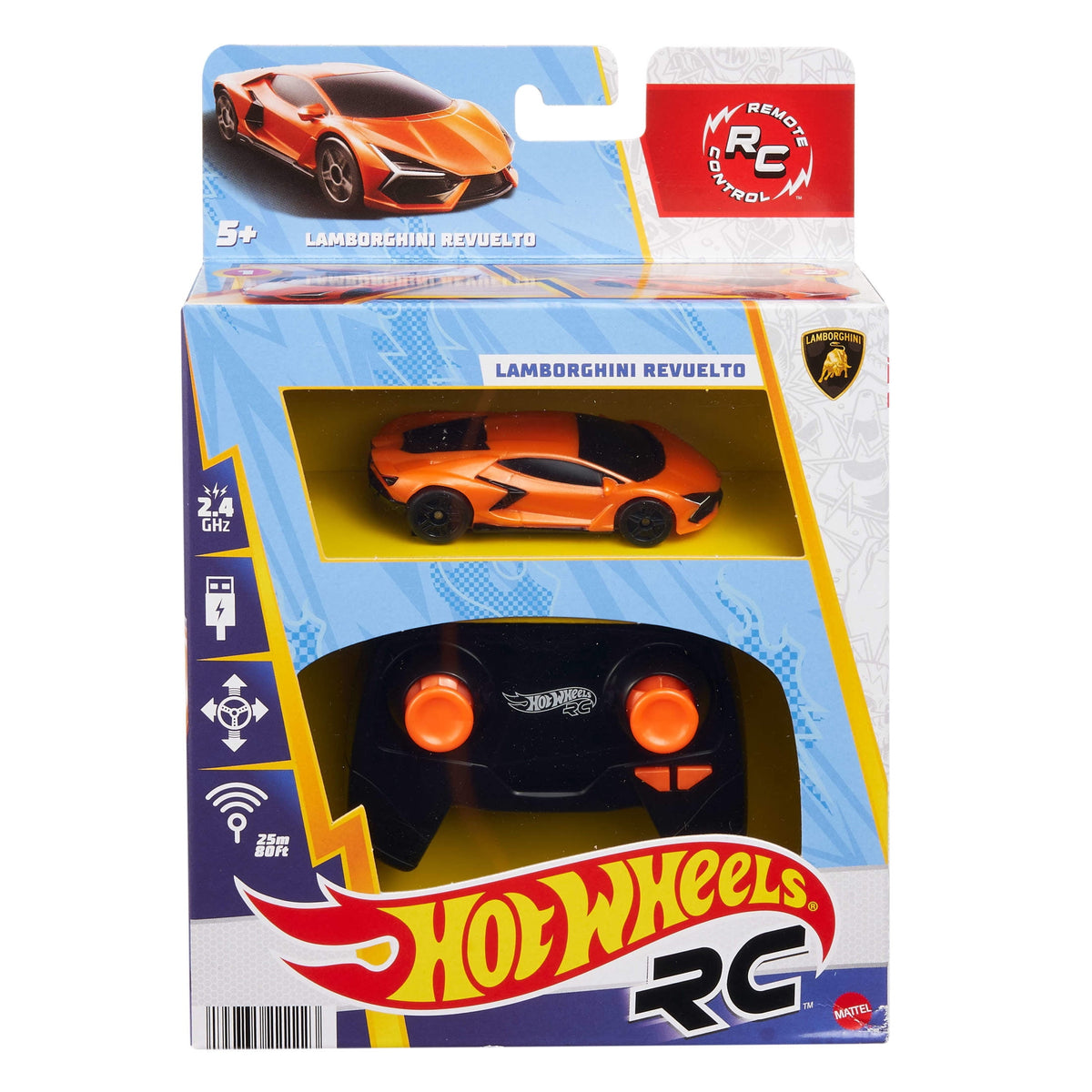 Hot Wheels RC 1:64 Scale Lamborghini Revuelto, Battery-Powered Remote Control & Rechargeable Car - view 6