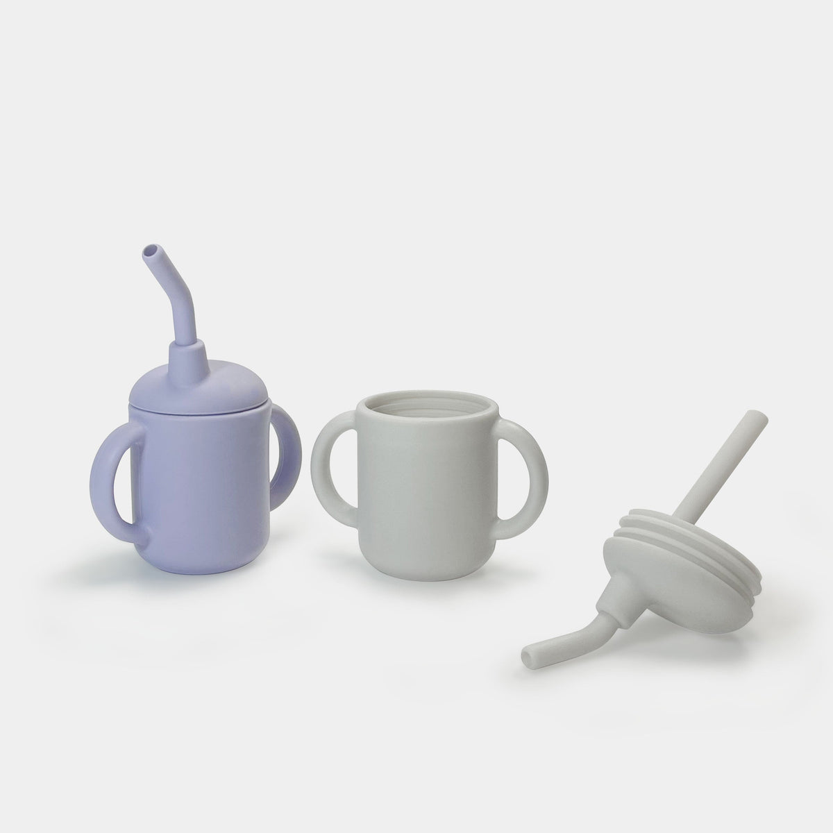 Kushies SiliSippy Silicone Sippy Cup with Double Handles & Angled Straw - Sand