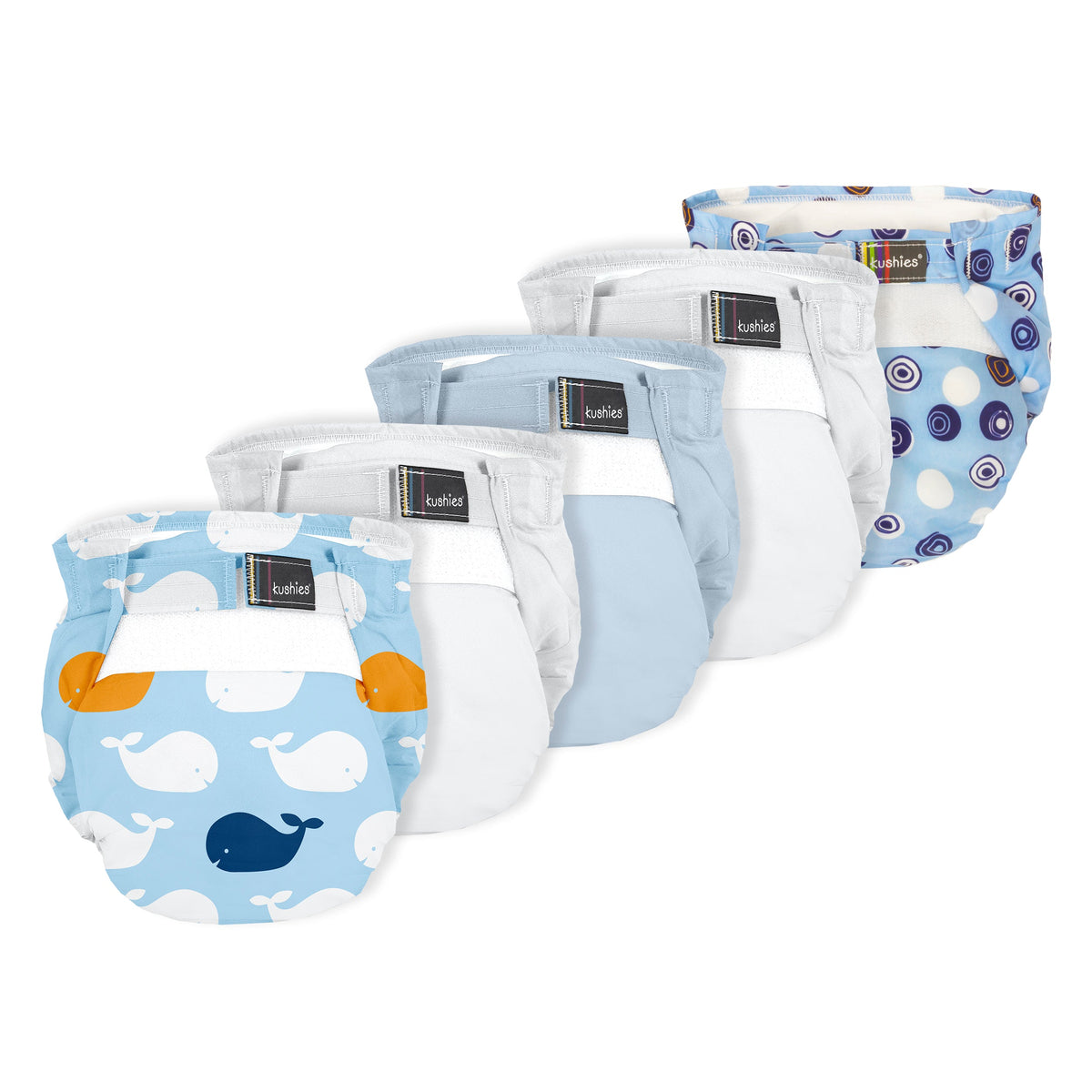 Kushies Ultra Lite Reusable Diapers, 5 Pack, Boys