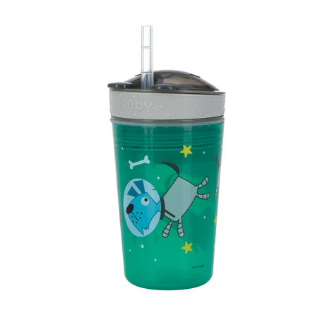 NUBY Snack N' Sip 2 in 1 Snack and Drink Cup, 2 Pack, Red/Green