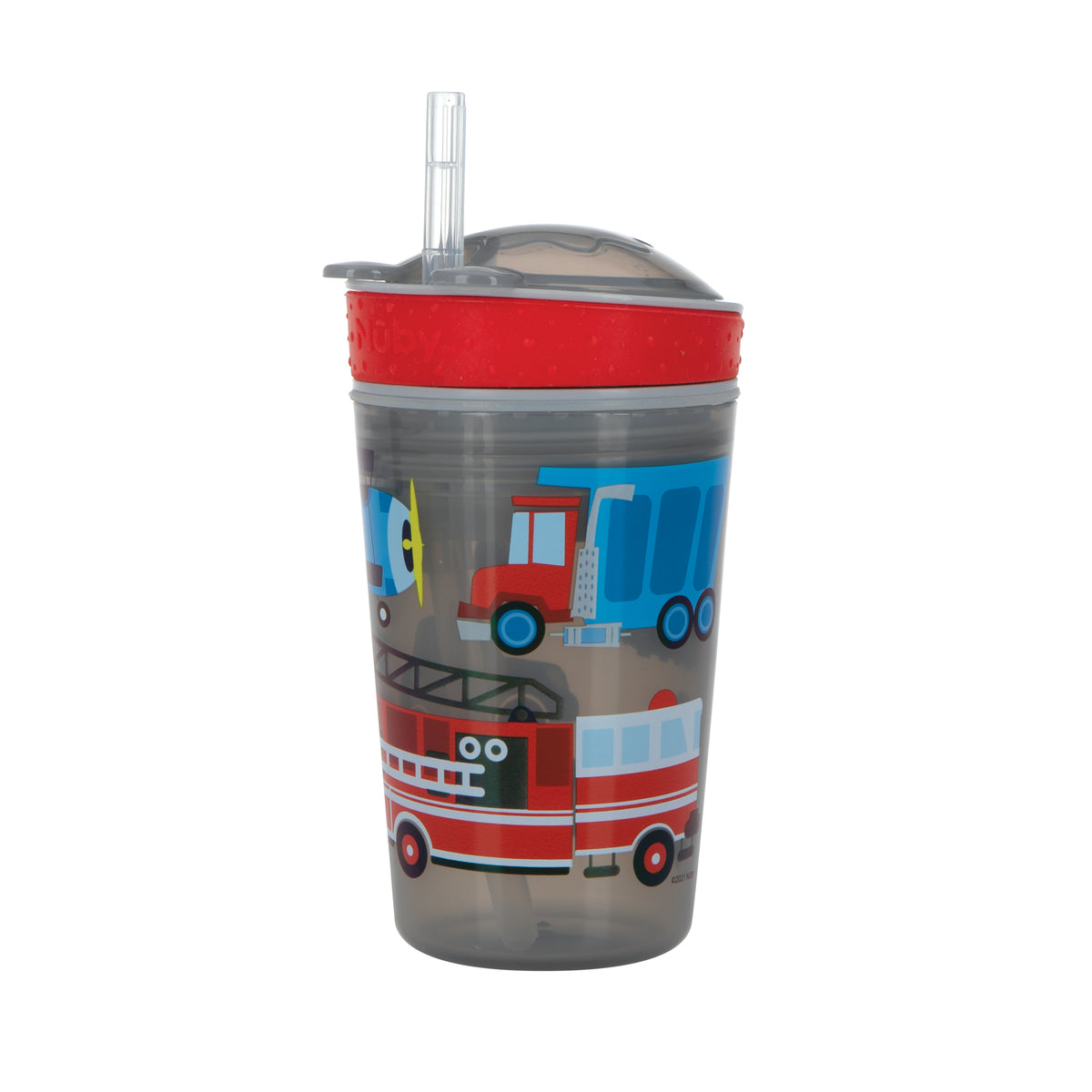 Nuby Snack N' Sip 2 in 1 Snack and Drink Cup, 2 Pack, Red/Green