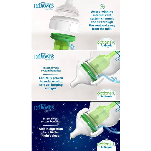 Dr. Brown's 12 Piece Options+ Newborn Wide-Neck Bottle Set