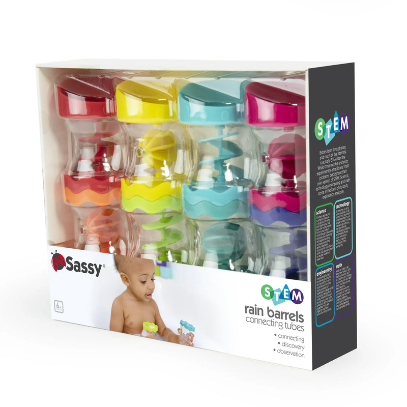 Sassy 8 Piece Rain Barrels Connecting Funnels Bath Toy