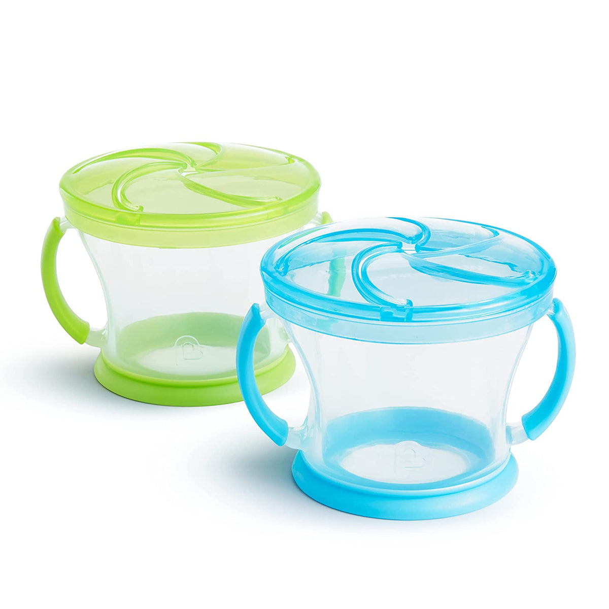 Happy Snacker Snack Catcher and Toddler Weighted Straw Sippy Cup Set, 4 Count Blue/Green