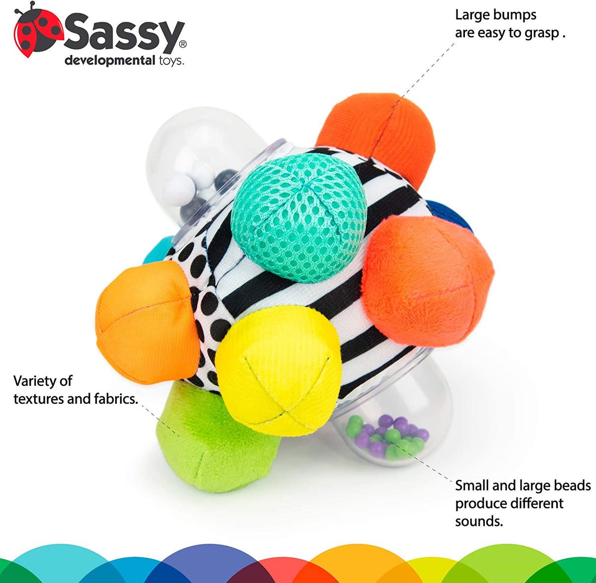 Sassy Developmental Bumpy Ball, Multi Texture and Color