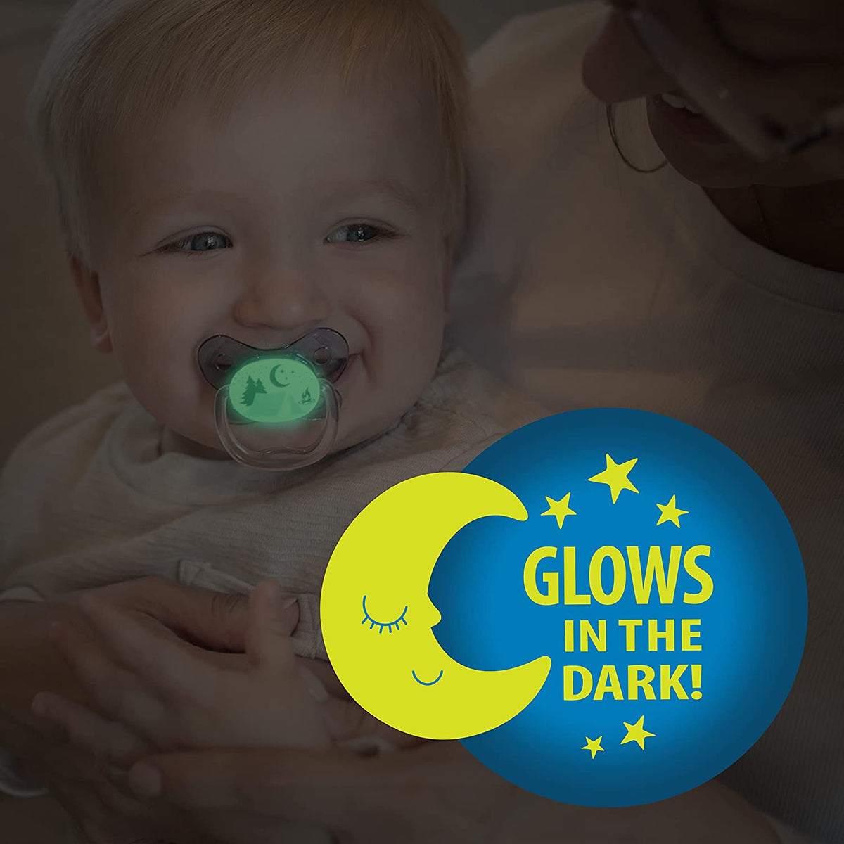 Dr. Brown's PreVent Orthodontic Baby Pacifier, Stage 2, 6-18m, 4-Pack, Glow in the Dark - Pink