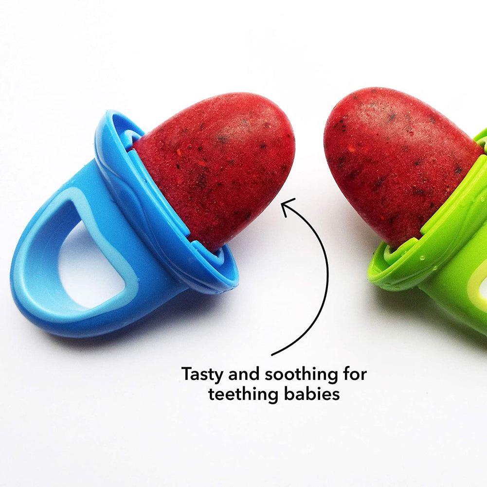 NUBY Garden Fresh Fruitsicle Molds with Trays for Ice Cream Popsicles & EZ Squee-Z Self-Feeding Silicone Baby Food Dispenser