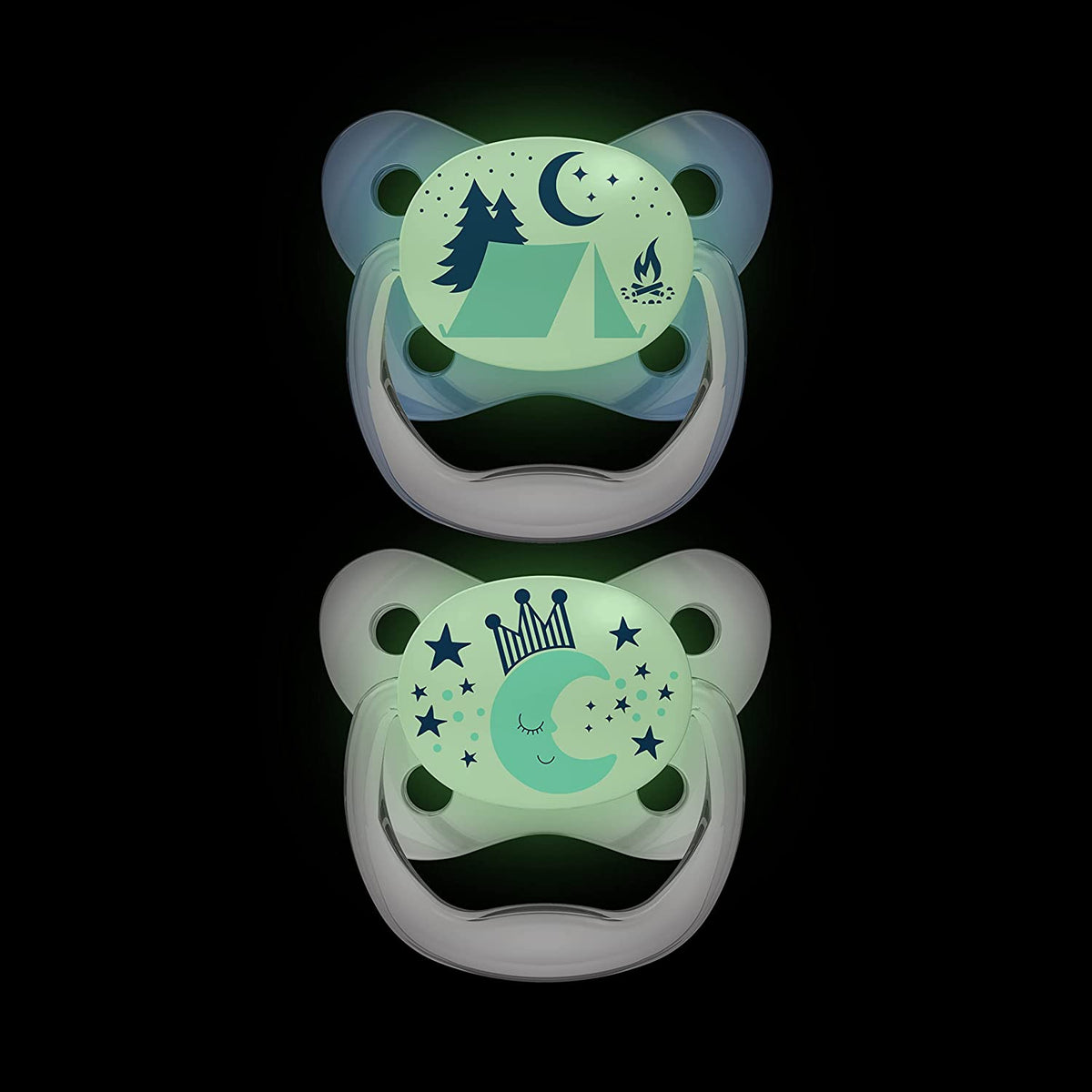 Dr. Brown's PreVent Orthodontic Baby Pacifier, Stage 2, 6-18m, 4-Pack, Glow in the Dark - Blue