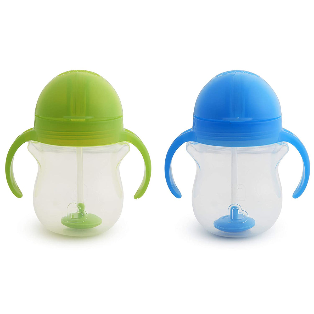 Munchkin Click Lock Weighted Straw Cup, 7 Ounce, Blue/Green, Pack of 2