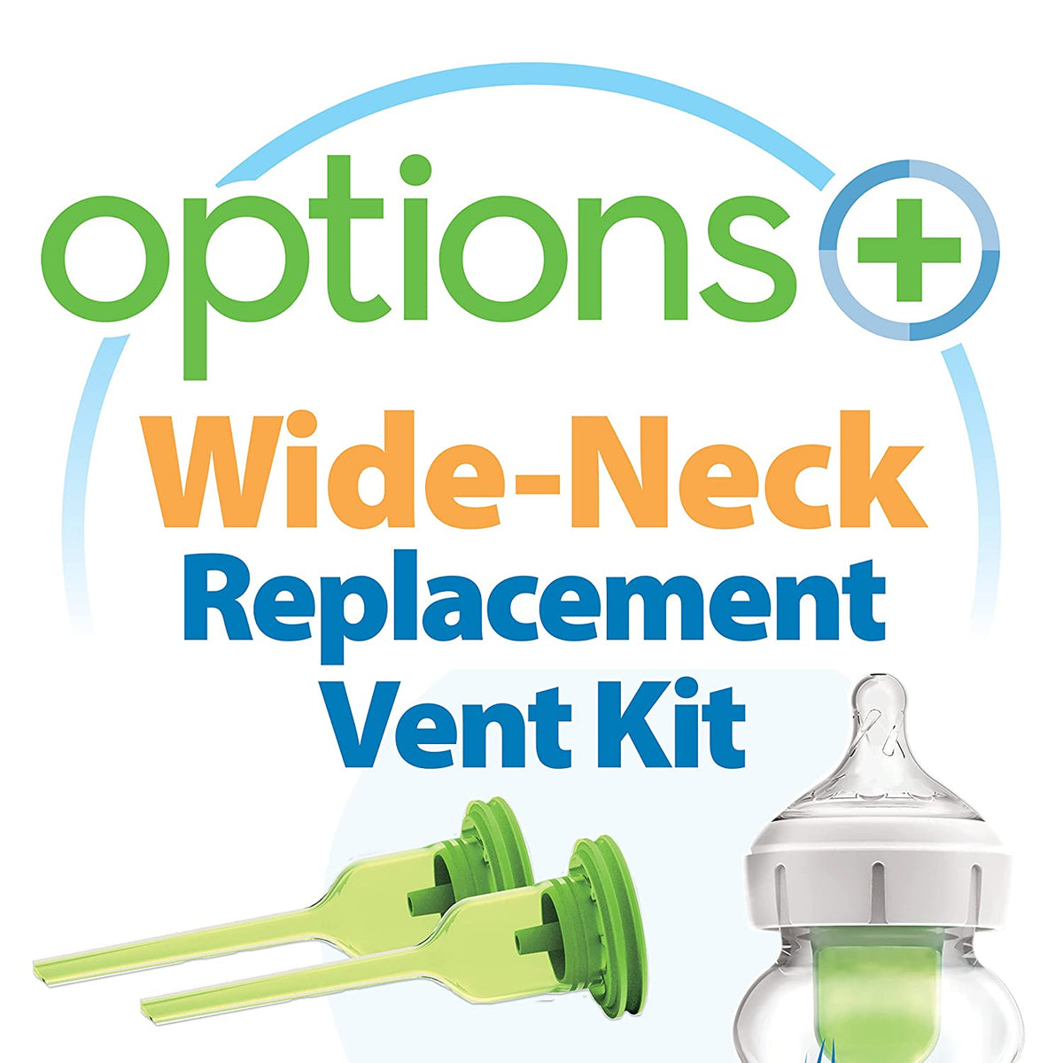 Dr. Brown's Natural Flow Options + Replacement Vent Kit, 2-Pack, Wide-Neck 9oz