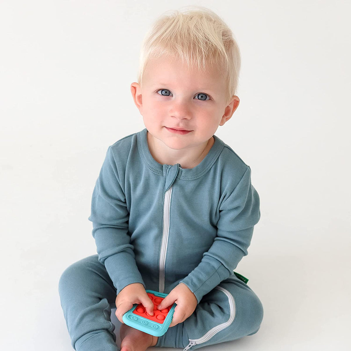 NUBY Giggle Bytes Cell Phone Popper Sensory Play Teether Toy - Blue