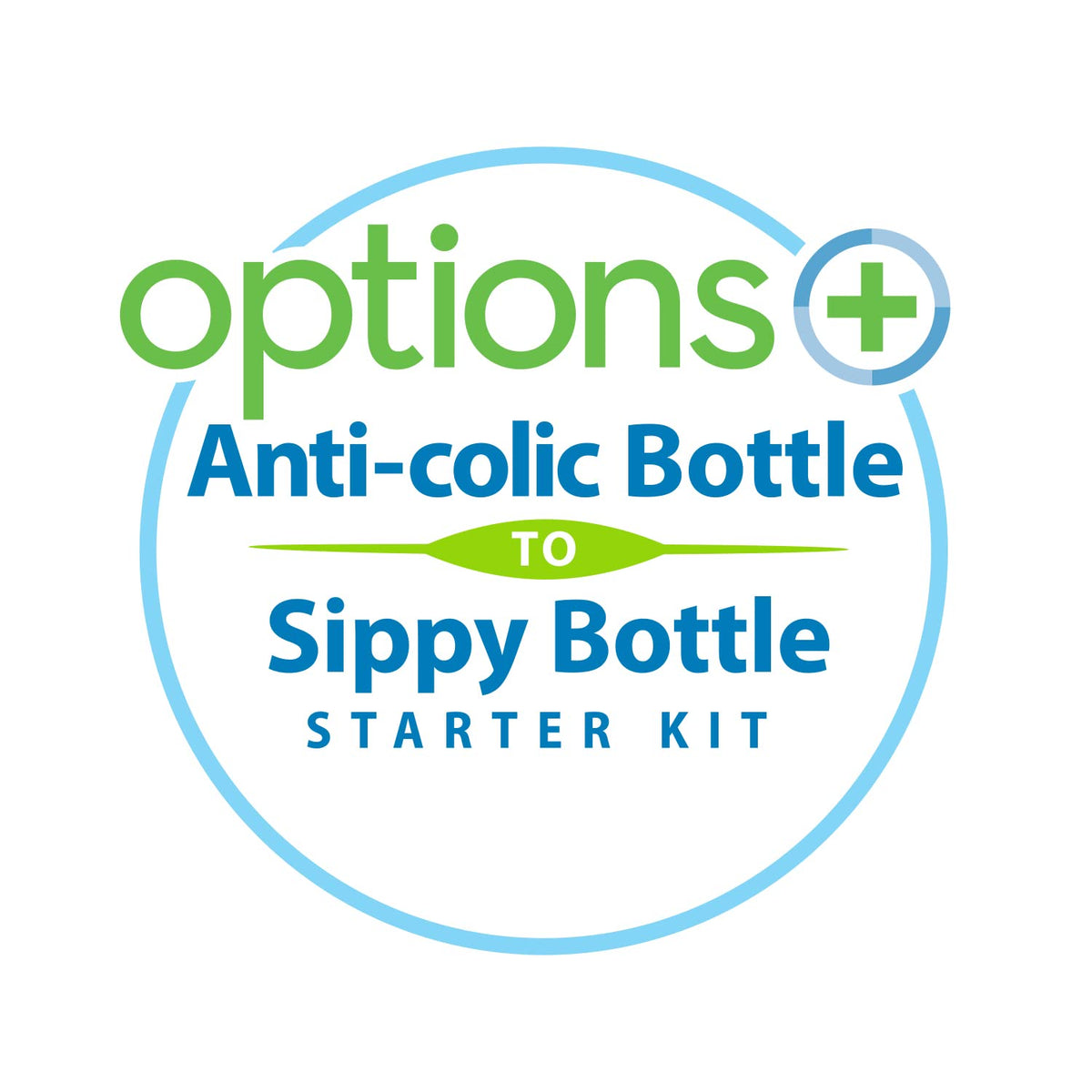 Dr. Brown's Natural Flow Anti-Colic Options+ Wide-Neck Sippy Bottle Starter Kit, 9oz/270mL, 2pack, Green