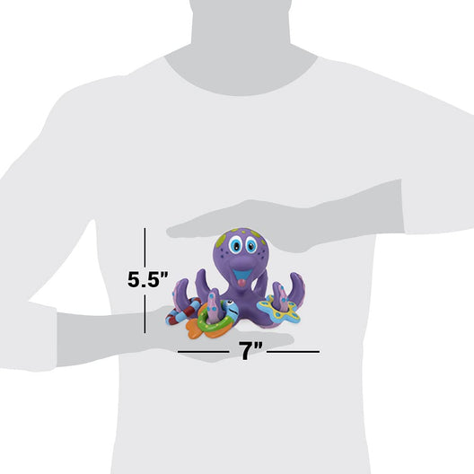 NUBY Floating Purple Octopus with 3 Hoopla Rings Interactive Bath Toy