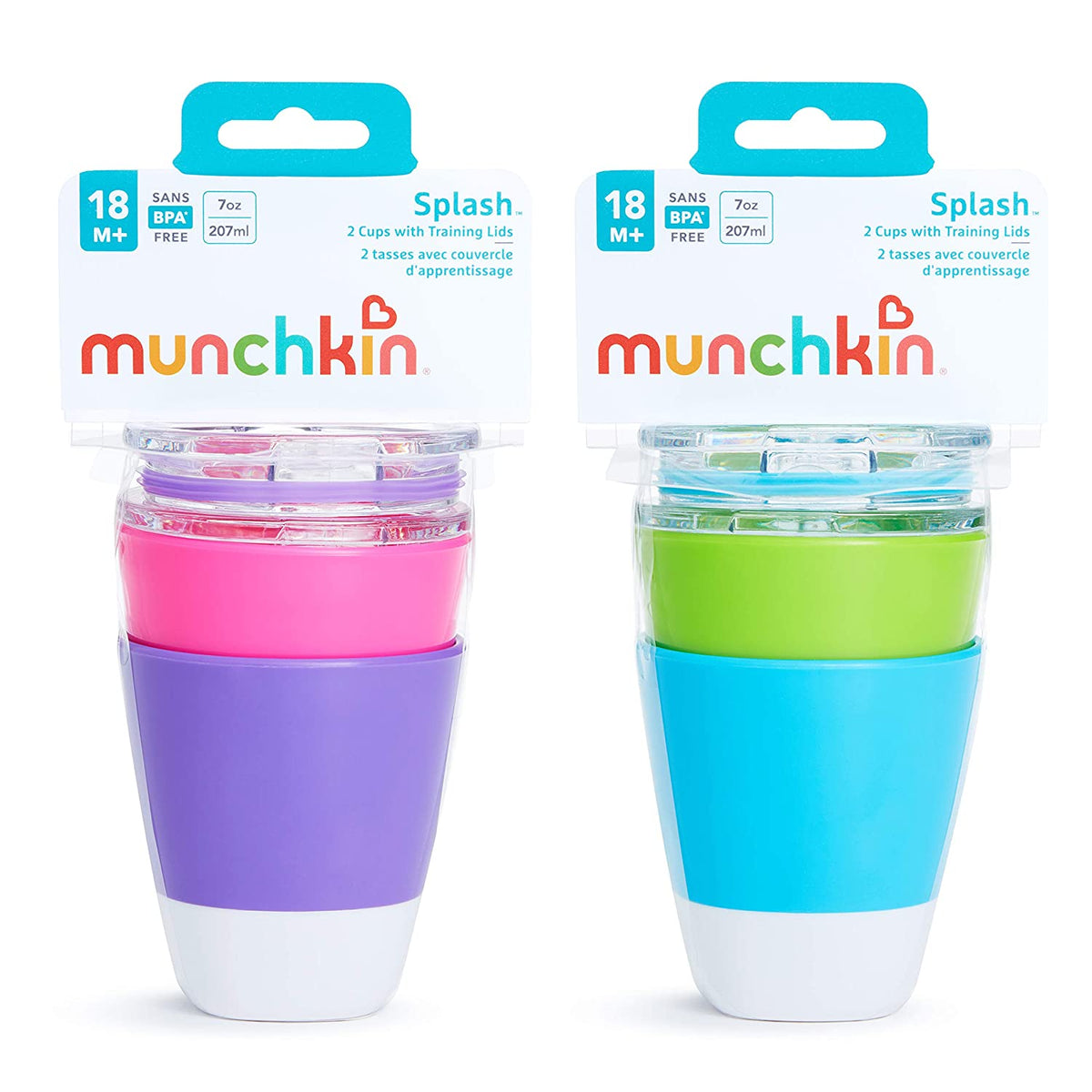 Munchkin Splash Toddler Cups with Training Lids, 7 Oz, 4 Pack –