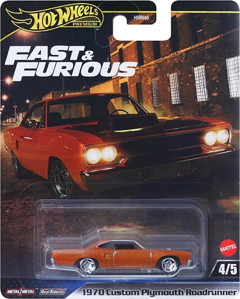 Hot Wheels Premium Fast & Furious L Case 5-Pack: Nissan 240SX, Lamborghini LM002, Koenigsegg CCXR, Plymouth Roadrunner, Toyota Supra