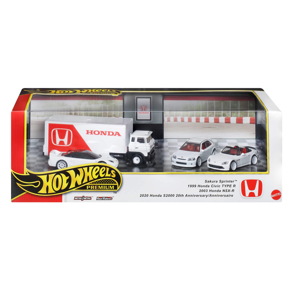 Hot Wheels Premium Collector Honda Display Set, 3 die-cast Honda cars and 1 transporter