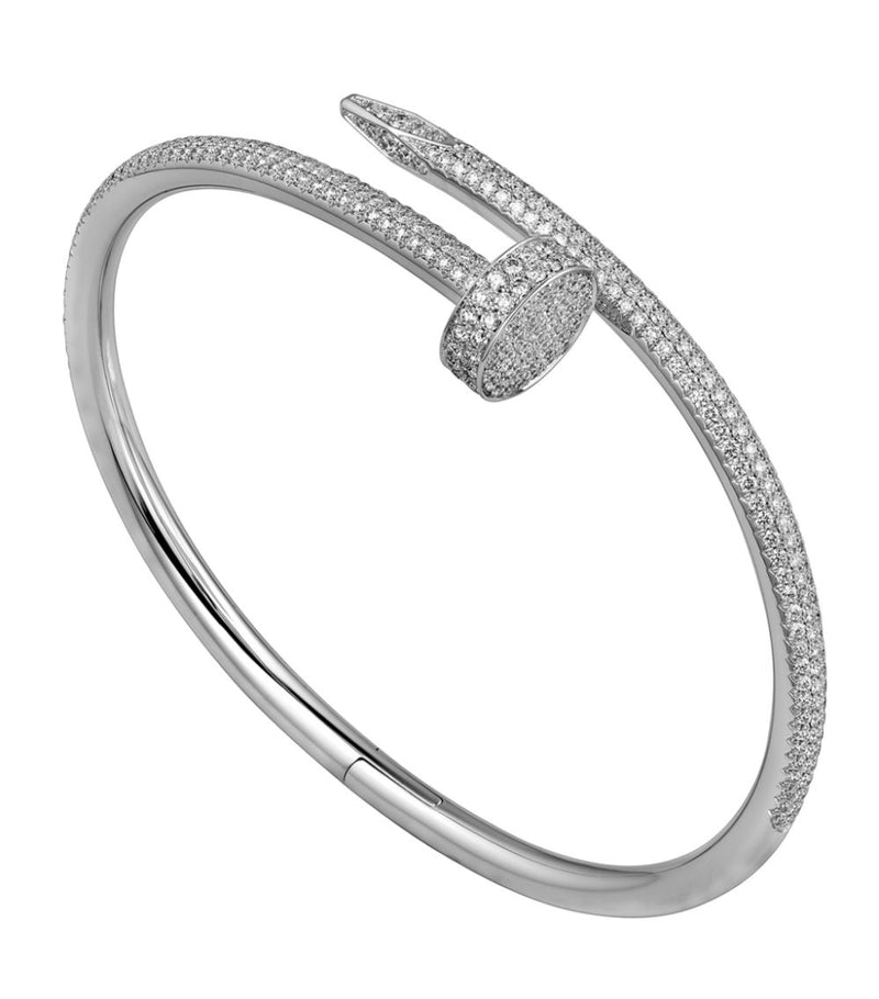 Nail Bracelet Women Silver Fine Jewelry AA CZ stone Steel