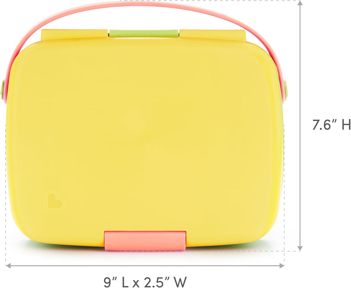 Munchkin Bento Box Toddler Lunch Box, includes utensils, Yellow