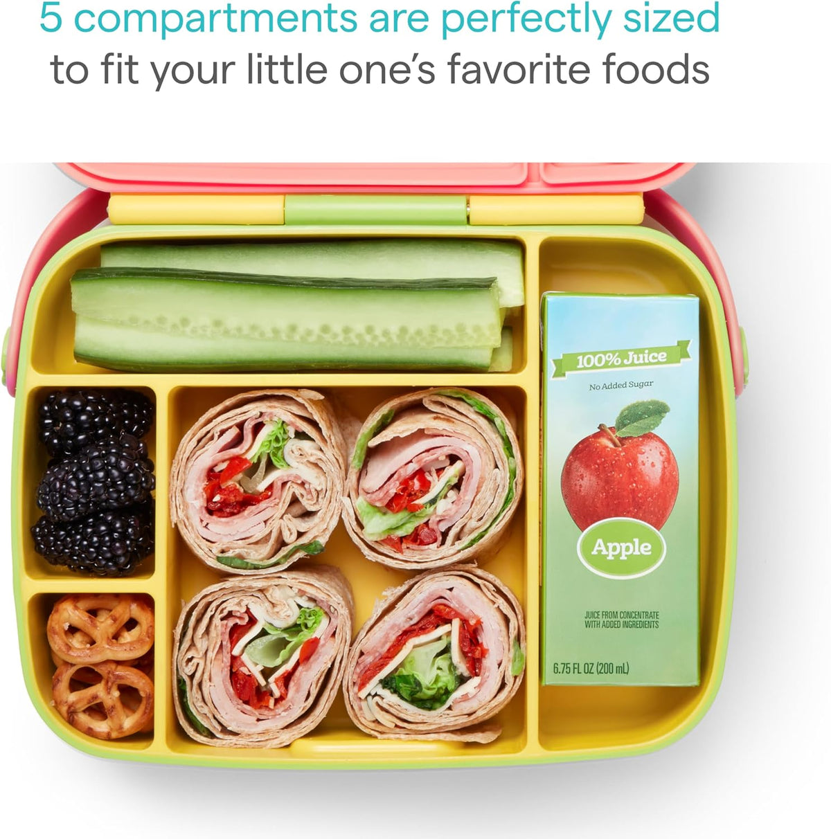 Munchkin Bento Box Toddler Lunch Box, includes utensils, Yellow