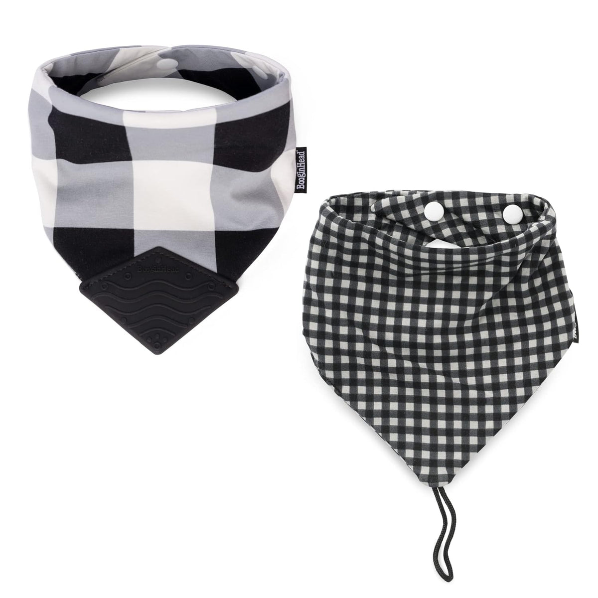BooginHead Cotton Baby Drool Bibs, Teething Bib and Pacifier Holder Bib, Buffalo Check