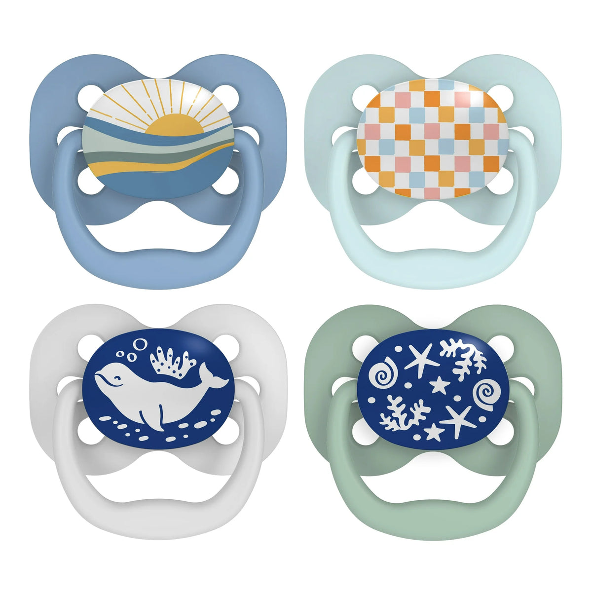 Dr. Brown's Advantage Symmetrical Pacifier with Air Flow - Blue - 4-Pack - 0-6m