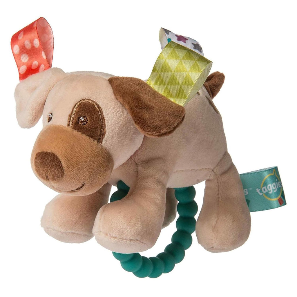 Mary Meyer Taggies Soft Baby Rattle with Teether Ring, 6-Inches, Buddy Dog