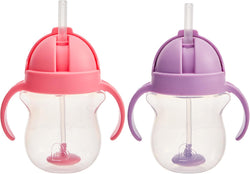 Munchkin Click Lock Weighted Straw Cup, 7 Ounce, Pink/Purple, Pack of 2
